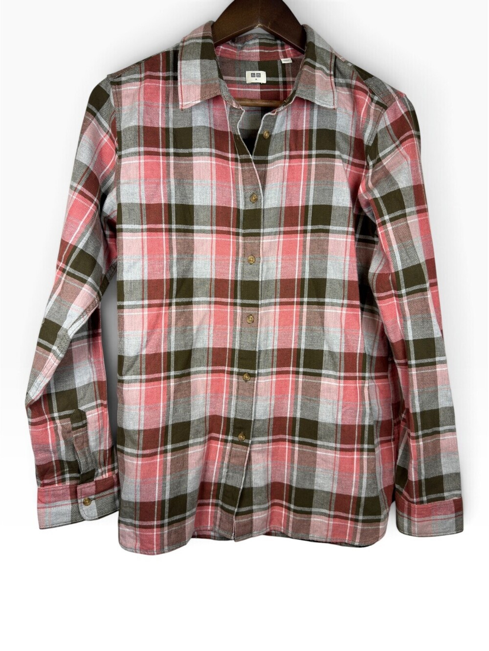 UNIQLO Flannel Plaid Shirt | Size M | Red Multi | 100% Cotton | Long Sleeve